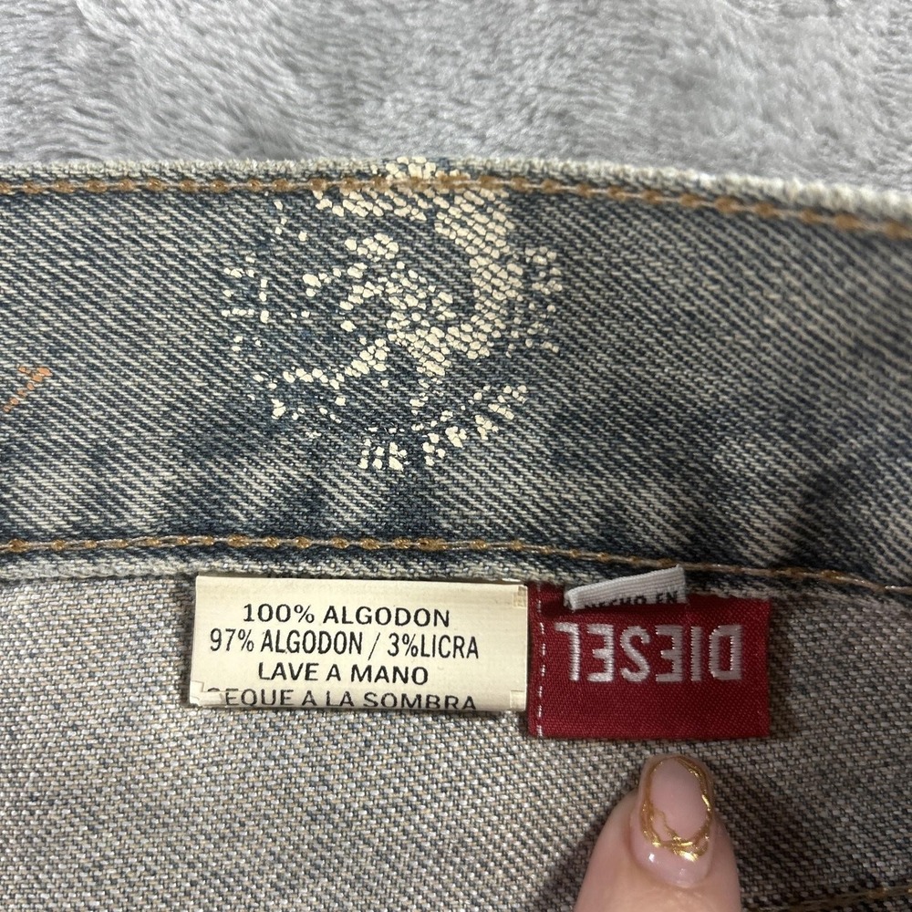 Diesel Industry Jeans Mens 35x30 Blue Light Wash Slim Tapered Distressed Stretch - Picture 8 of 16